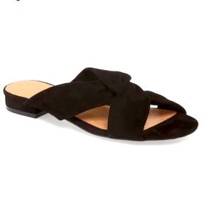 HALOGEN Women's Medium Andre Black Suede Slide Sandals